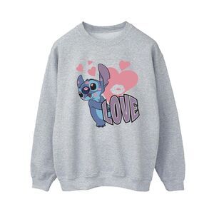 Lilo & Stitch Womens/Ladies Love Hearts Sweatshirt / Sport Grey